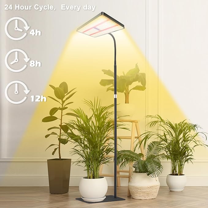 yadoker Grow Light for Indoor Plants286 LEDs Full Spectrum Standing Plant Grow Light with 4H/8H/12H Timer10-Level Brightness 51 AdjustableFlow Grow Lamp for Tall Large Indoor Plants
