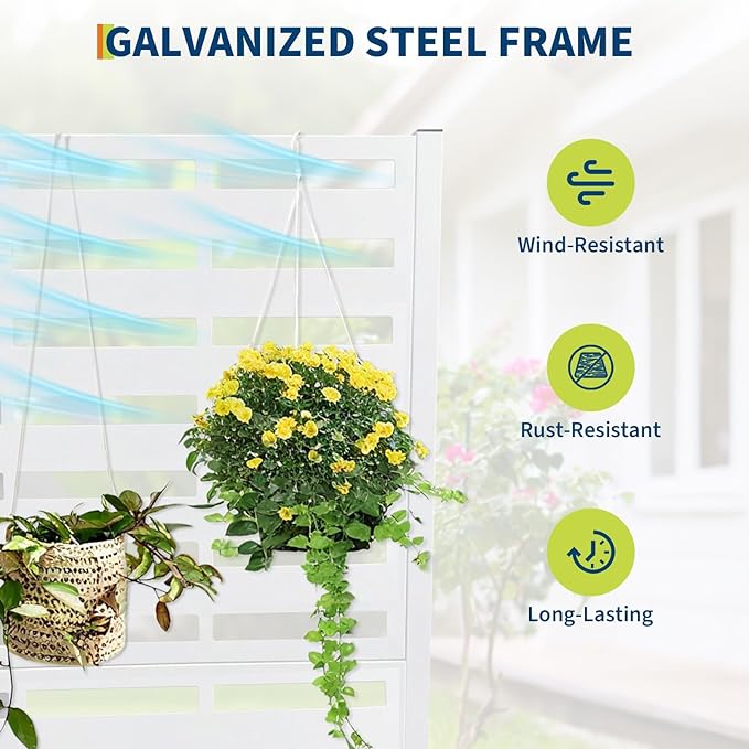 Metal Raised Garden Bed with Trellis 70.1X45X15 Galvanized Metal Planter Box with Drainage Holes Outdoor Privacy Screen Planter Box for Climbing Plants Vegetables Flowers Vines Patio Balcony
