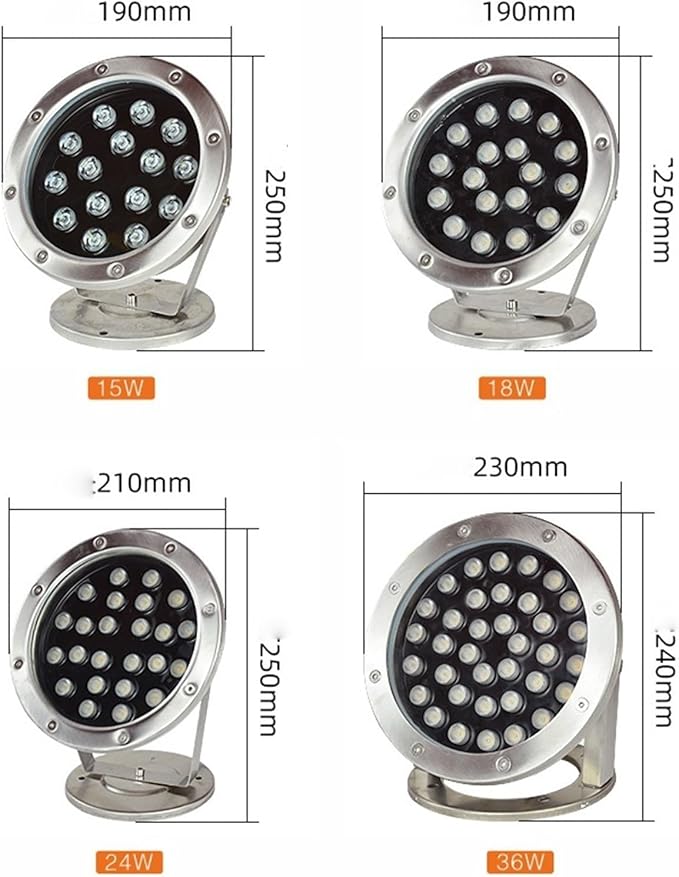 LED Beam Spotlight IP68 Ground LED Landscape Lights 12V Ring Fountain LEDs Lamp 360° Adjustable Angle Underwater LEDs Lights Pond Light(Red18W)