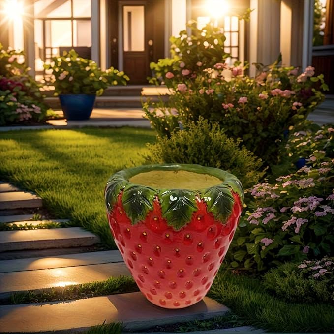 Creative Strawshaped Flower Pot 12.4 inch Large Artificial GFruit Flowerpot Suitable for Home Decoration Indoor and Outdoor GDecoration Multi Purpose and Novel Outdoor Flower Pot