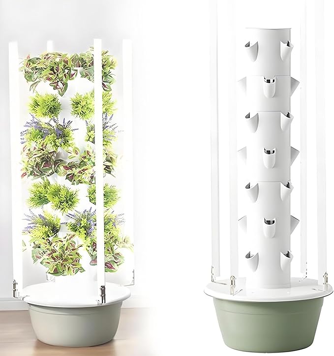 Vertical Hydroponic Grow Tower Aeroponic Tower Hydroponics Growing Kitswith LED Grow Lights and Automatic Timer for Fruits and Vegetables 7thfloor