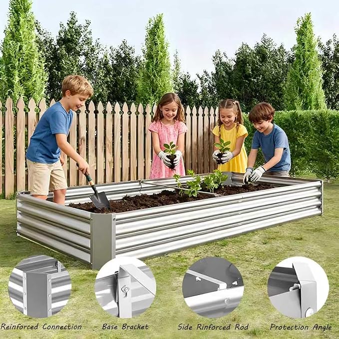 Galvanized Raised Garden Bed Easy Assembly Raised Beds Large Durable Rust-Resistant Planters Raised Garden Bed Kit for Outdoor Planters Vegetables Flower Herb (Black 4x2x1 ft)