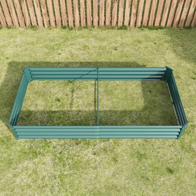 Heavy-Duty Metal Raised Garden Bed for Outdoor Use – Durable Galvanized Steel Planter Box for Vegetables Herbs and Flowers (Green with 8x4x1ft)