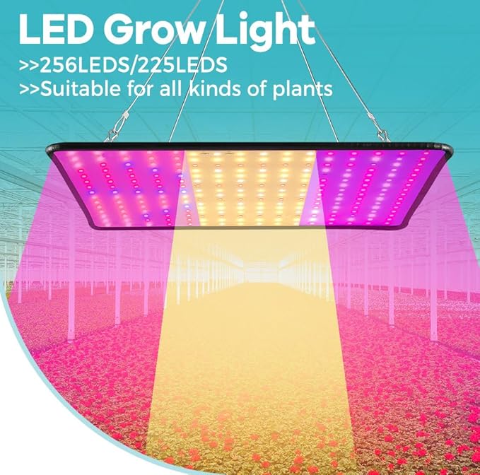 2-Pack 800W Sunlike LED Plant Grow Lights Natural Sunlight Spectrum to Cover All Plant Growth Stages—from Seedling Germination to Fruiting Perfect for Indoor Greenhouses&ampFlower Beds with Hanging H