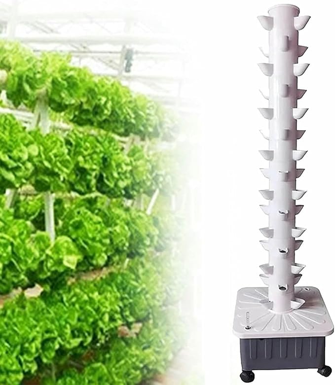 45 Holes Hydroponics Tower Hydroponics Tower Growing System with Hydrating Pump DIY Hydroponics Farm Equipment for Indoor Herbs Fruits and Vegetables-*