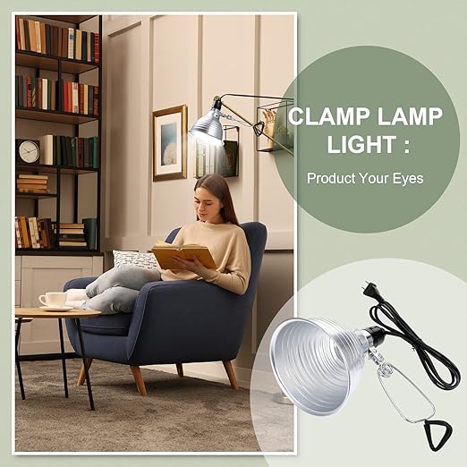 Macarrie 8 Pack Clamp Lamp Light with Aluminum Reflector 6ft SPT-2 18awg Cord and Adjustable Stand Fixture up to 150 Watt E26 Socket No Bulb(5.5 Inch)
