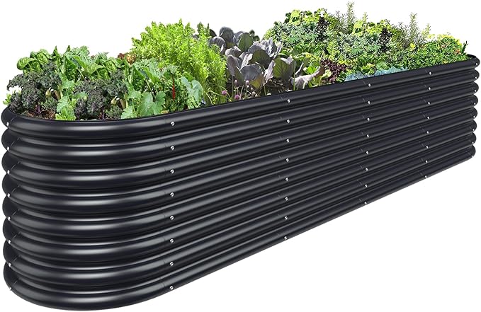 FRIZIONE 8FT(L)×2FT(W)×2FT(H) Raised Garden Bed Outdoor 9 in 1 Adjustable Raised Garden Beds for Flower Raised Planter Box Outdoor for Herb Vegetable-Gray