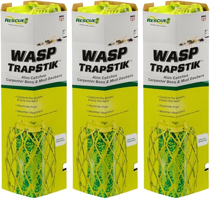 RESCUE! VisiLure® TrapStik for Wasps Mud Daubers Carpenter Bees – 3 Pack