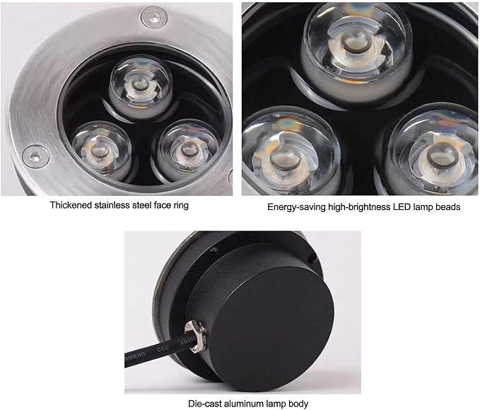 Ultra-Thin RGB Underground Landscape Lights - 3W Outdoor Recessed Floor Spotlights IP65 Waterproof Garden Lamp (220V Yellow B)