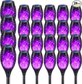 Solar Lights Outdoor Decorations Upgraded Purple Flickering Flame Waterproof Halloween Torch Lights Tiki Torches for Outside Patio Pathway Decor 6 Pack (24)