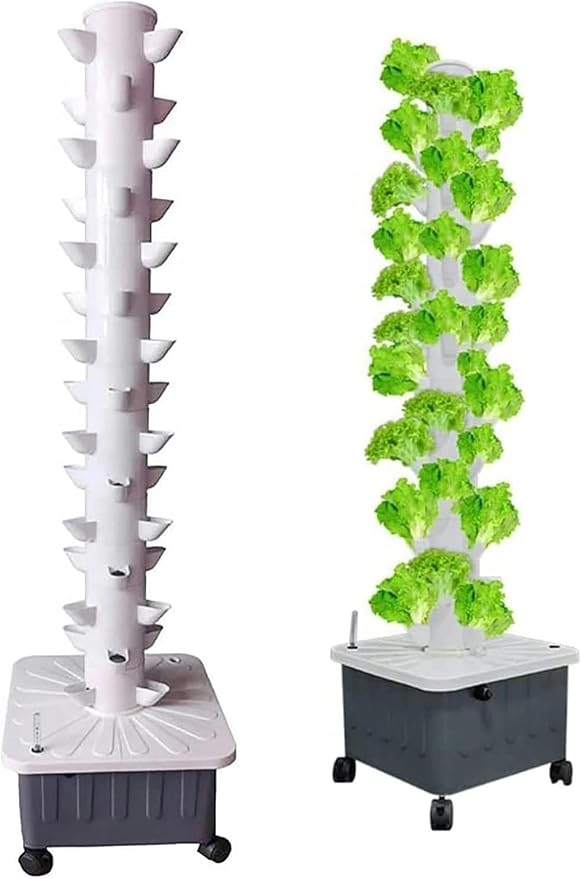 Hydroponics Growing SystemHydroponic Grow KitAeroponic Tower with Hydrating Pump Timer Adapter Seeding Bed Net Pots (45 Pots)110V/220V (Color:Size:220V)