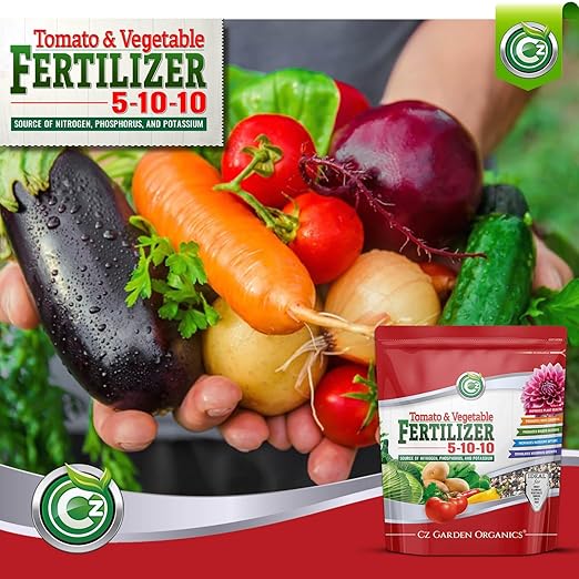 5-10-10 Tomato &amp Vegetable Fertilizer - Made in USA - NPK + Micronutrients Plant Food for Flower Gardens - (Cz Garden Organics All Purpose Fertilizer 8LB)