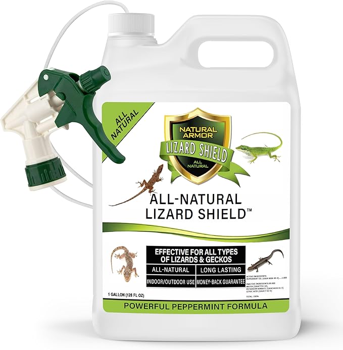 Natural Armor Lizard &amp Gecko Repellent Spray - Powerful Peppermint Formulation Repels All Types of Lizards &amp Geckos and Works Better Than Ultrasonic Gimmicks – 128 fl oz - Gallon Ready to Use