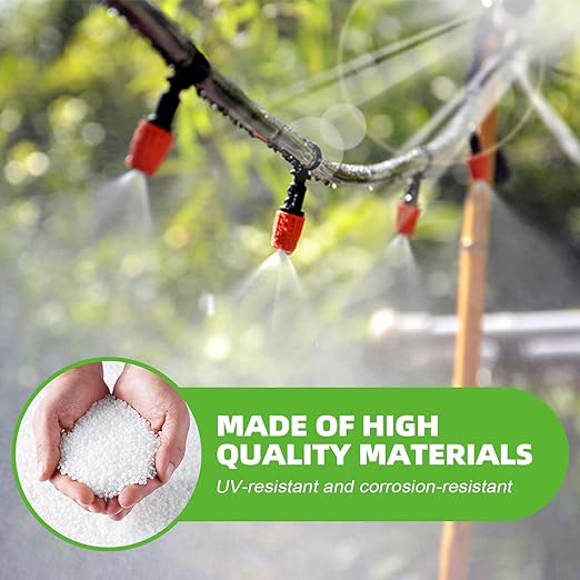 240FT Drip Irrigation System Kit for Garden Watering System with Adjustable Nozzles 1/2 &amp 1/4 inch Tubing Hose DIY Automatic Mist Cooling for Outdoor Lawn Patio Greenhouse Flower Beds Lawn Gr
