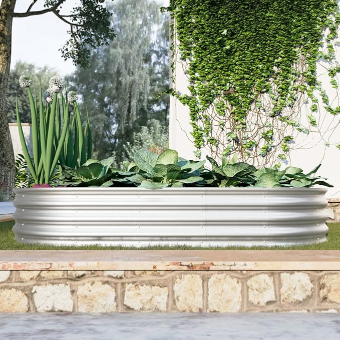 Beaunicorn 2Pcs 6x3x1ft Galvanized Raised Garden Bed Heavy Duty Planter Raised Beds for Outdoor for VegetablesFlowers &ampHerbs Rust-Resistant Metal Garden Bed Easy Assembly