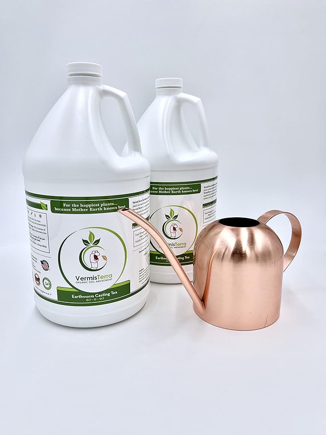 VermisTerra Earthworm Casting Tea - Organic Worm Tea - 2 Gallons - Soil Conditioner Concentrate - Living Microbes Boost Growth - Feeds All Crops: Vegetables Flowers Fruit and Trees