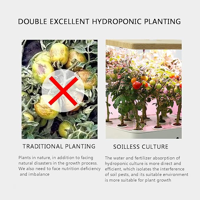 Hydroponics Growing System Indoor Herb Garden with 3 Kinds of Led Grow Light 20h Timer 75cm Adjustable Light Stand Separate Planting Box Water Inlet Design Smart Garden Hydroponic