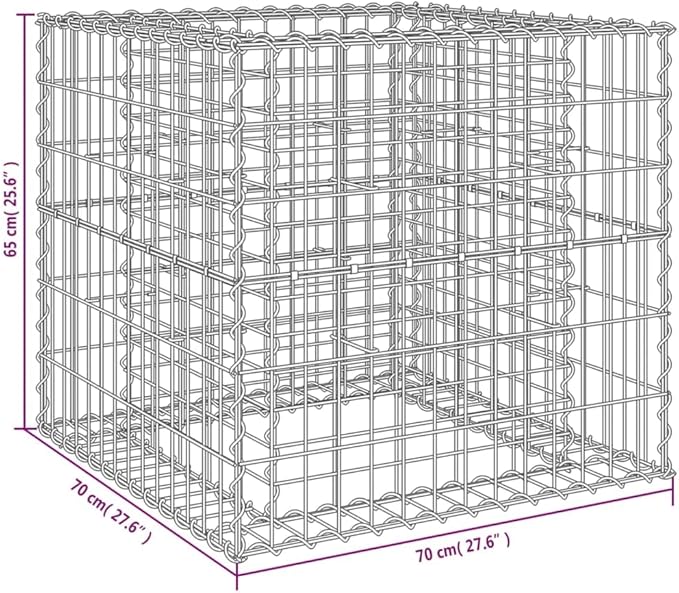 Gabion Basket SilverGardening PlantersPatio Raised BedsBackyard Raised BedsRaised Flower BedsGarden DecorationPlanter Boxesfor PatiosBalconiesLawnDecks27.6x27.6x25.6 Galvanized Iron