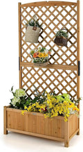 LDAILY Raised Garden Bed with Trellis 71 Wood Flower Beds High Trellis for Climbing Plants Outdoor Planter Box for Flowers/Vegetables/Fruits/Vines in Yard Patio Balcony