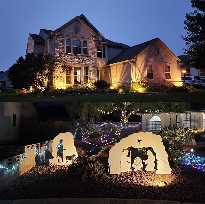 TOVEENEN LED Outdoor Landscape Spotlight Flag Light - 120V 20W Waterproof Spot Lights for Yard House Tree Christmas Lighting Warm White