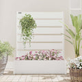 Vertical Screen Planter Bed - Raised Garden Box with Trellis for Climbing Plants Durable Privacy Fence Planter for Outdoor Patio Deck Aluminum Frame Beige with Base