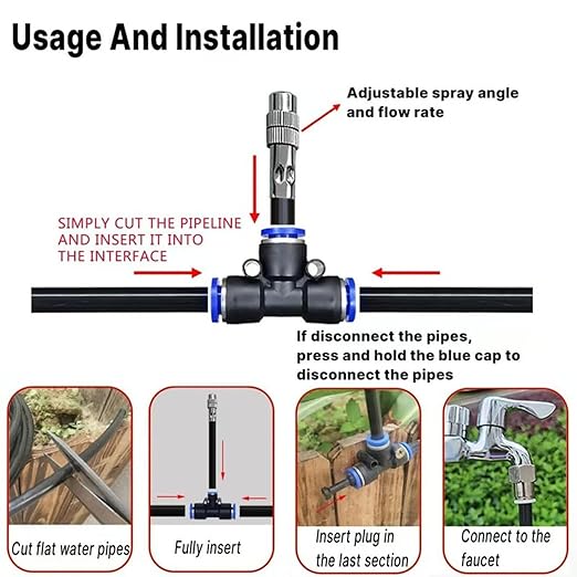 360 Curved Garden Automatic Irrigation System Automatic Drip Irrigation Kits Universal Spray Kit for Garden Plant Watering System (65.6 FT)