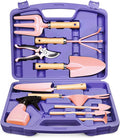12-Piece Womens Gardening Tools Gift Set Rust-Proof &amp Heavy-Duty Garden Tools with Durable Carrying Case Fashionable &amp Thoughtful Gardening Gifts for Women&ampMen (Purple-Pink)