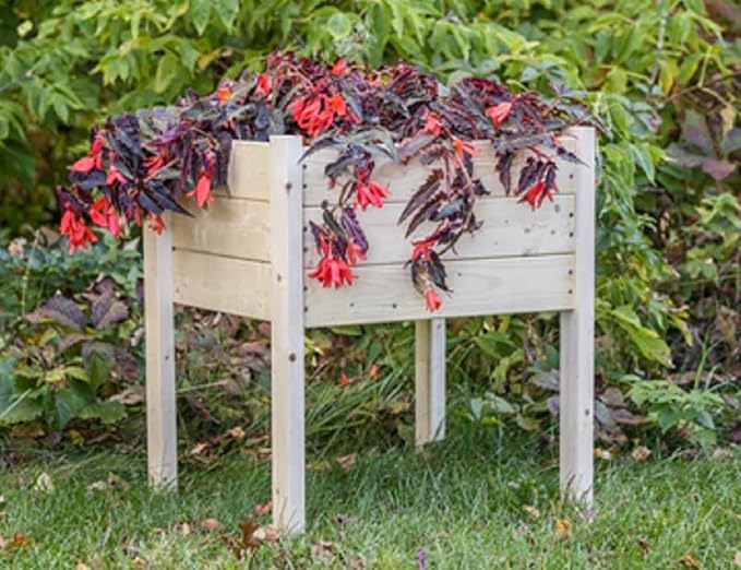 Zylina Wood Raised Garden Bed - ACCENT CORNER Planter 22x22x26 Raised Planter Boxes for Outdoor with Legs and Liner Garden Beds Outdoors Grow Vegetables Herbs and Flowers for Patio or Backyard.