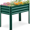 KING BIRD Raised Garden Bed with Legs Galvanized Elevated Planter Box for Backyard Patio Balcony 33.9x17.6x31.5 in Green