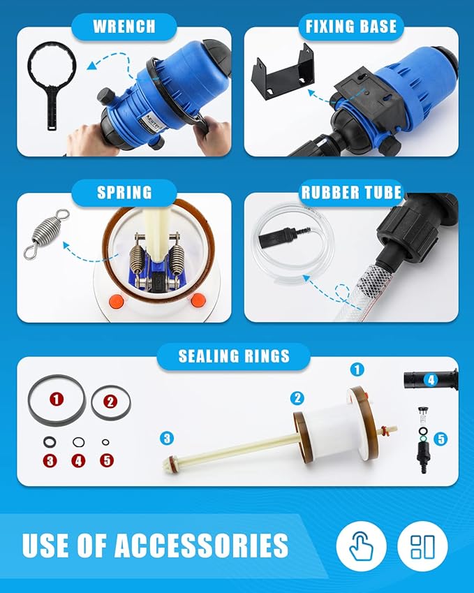 NEWTRY 1%-10% Fertilizer Injector for Drip Irrigation Adjustable Water Powered Dosing Pump 3/4 NPT