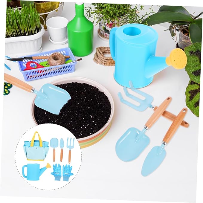 Generic Gardening Tools Set Wooden Handle Small Garden Shovel Rake for Planting Transplanting Weeding Lightweight Tools for Boys Preschool Outdoor Fun Activities
