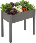 DUMOS Raised Garden Bed with Legs 34x18x30 Inch Planter Box Outdoor with Liner for Herbs Flowers Vegetables Elevated Wooden Garden Bed for Patio Balcony and Backyard Dark Grey