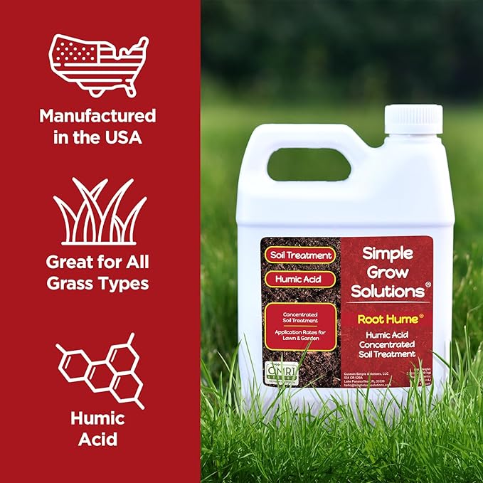 Raw Organic Soil Conditioner- Root Hume- Simple Grow Solutions- Natural Plant &amp Lawn Treatment- Nutrient Food Enhancer- Concentrated Liquid Humic - Grass Tomatoes Citrus Flowers Vegetables
