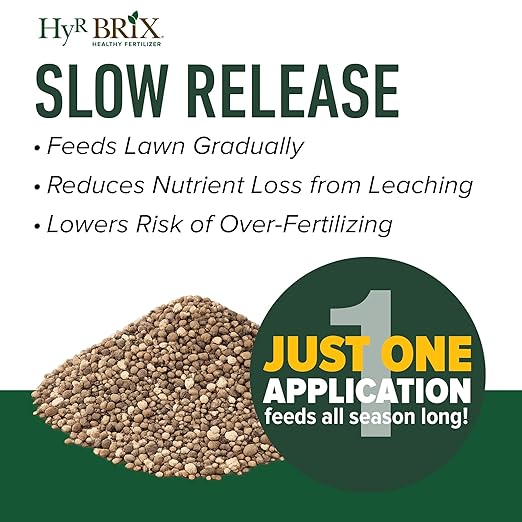 HyR BRIX 10-0-0 HyR Finish Fertilizer 45lb Bag - Slow-Release Granular with Calcium &amp Sulfur - for Late Summer &amp Fall Lawn Prep - Covers 4500 Sq Ft