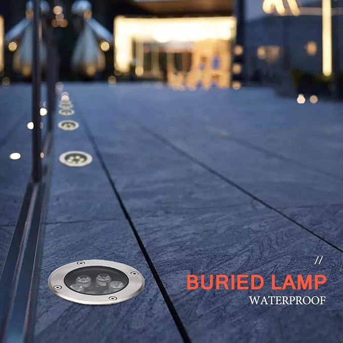 LED Outdoor Spotlight - Recessed Low Voltage Landscape Light IP66 Waterproof Garden Underground Light Round Recessed Led Spotlight for Pathway Patio Driveway Landscape Lamp (Blanc 15WAC12V)