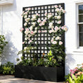 Metal Planter Box with Trellis Black Raised Garden Bed Privacy Screen Planters with Trellis for Climbing Plants Vegetable Flowers Outdoor Indoor Large 1Pc