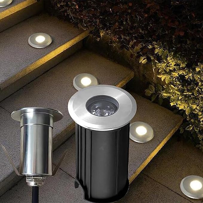 Outdoor Buried LED Landscape Lights - 12V Low Voltage IP68 Waterproof Submersible Mini Lights for Swimming Pools Fountains and Ponds (Warm White 1W)