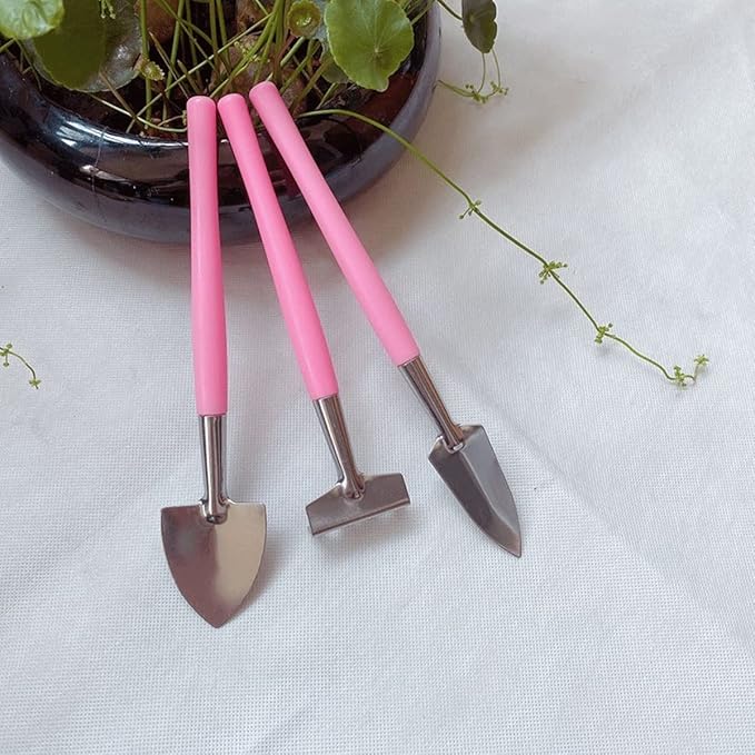 Succulent Tools Mini Garden Tools SetTransplanting Tools Miniature Succulent Hand Tools Set Gardening Gifts for Women Men (Color : Pink)