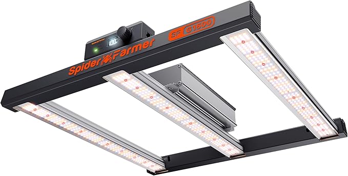 Spider Farmer G1500 Cost-Effective LED Grow Lights 150W Smart App Control 2x2ft Coverage Full Spectrum Digital Screen Dimmable Bar Style Growing Lamp for Indoor Plants