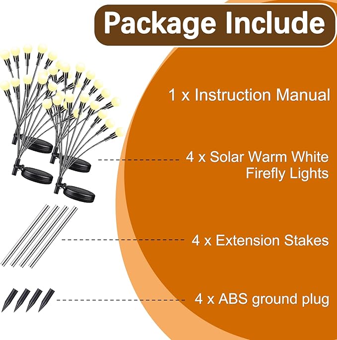 Warm-4Pack 32LED Firefly Warm Changing LightsGarden Solar Lights Outdoor DecorativeYard Waterproof Solar (Warm-4pcs)