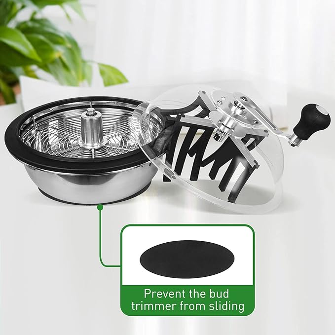 19 inch Bud Leaf Bowl Trimmer with Clear Visibility Dome Sharp Stainless Steel Blades with Spin Cut Solid Metal Gear Box for Hydroponic Plant