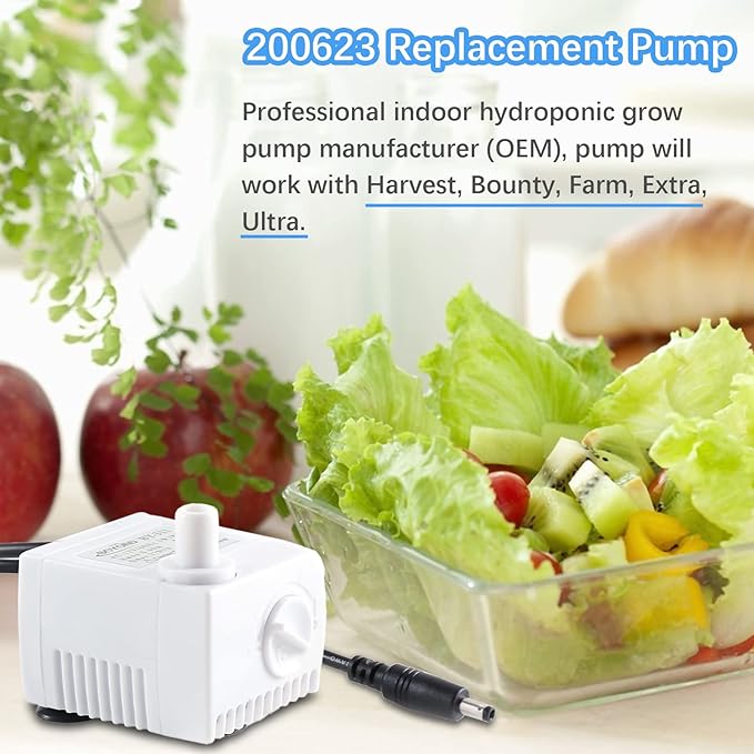 200623 Aero-Garden Pump with 20 Filters Ultra Quiet Pump Fit for Harvest Elite Bounty Farm Extra Ultra Hydroponics System