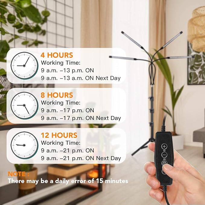 GHodec Grow Light with Stand 5500K Full Spectrum Gooseneck Floor Plant Light for Indoor Plants Growing5 Dimmable Levels &amp Auto On/Off TimerTripod Stand Plant Lamp Height Adjustable