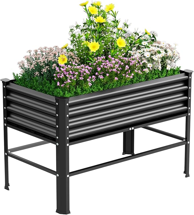 Galvanized Raised Garden Bed with Legs48×24×32in Large Metal Elevated Raised Planter Box Raised Garden Bed600lb Capacity with Drainage Holes for Vegetables Lawn Green Flowers Fruits Terrace