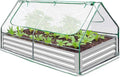 Raised Garden Bed 6x3x3Ft with Greenhouse Cover 2-Tier Roll-Up Windows Outdoor Galvanized Steel Planter Box Kit All-Season Metal Grow Bed for Vegetables &amp Flowers