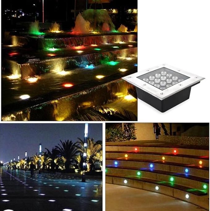 Outdoor LED Underground Lights - Ground LED Landscape Lights IP66 Waterproof Recessed Ground Spotlight AC85-110V LED Well Light For Garden Path Steps Deck Walkway Square Underground Lights(Yell
