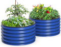 Olle Metal Raised Garden Bed 17 Tall Twin Round Raised Garden Bed Garden Boxes Outdoor Raised Bed Kit Galvanized Planter Boxes Garden Planters for Outdoor Plants Cobalt Blue 24 X 17