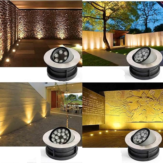 Adjustable LED Buried Light - 24V Outdoor Spotlight IP67 Waterproof Outdoor Buried Lights Ground Landscape Lights Rotation Spotlight Beam Light Outdoor Floor Lamp(Blue Light18W)