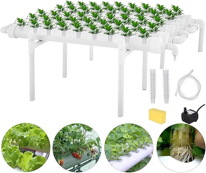 Hydroponic Tower Growing Sytem Hydroponics Growing System Garden Kit Farm Equipment PVC Pipe Vertical Hydroponics Grow System Family Greenhouse Planter(Bianco 72 Double Flat)