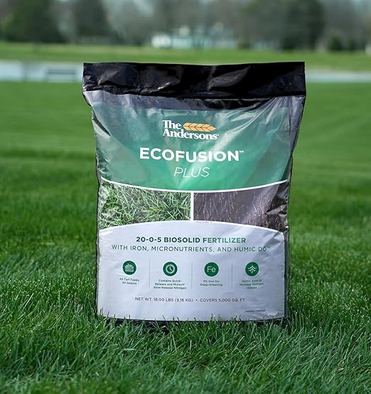 The Andersons Professional Ecofusion™ Plus 20-0-5 Biosolid Fertilizer with Humic Acid Iron and Micronutrients 18 lb. Bag - Covers up to 5000 sqft.